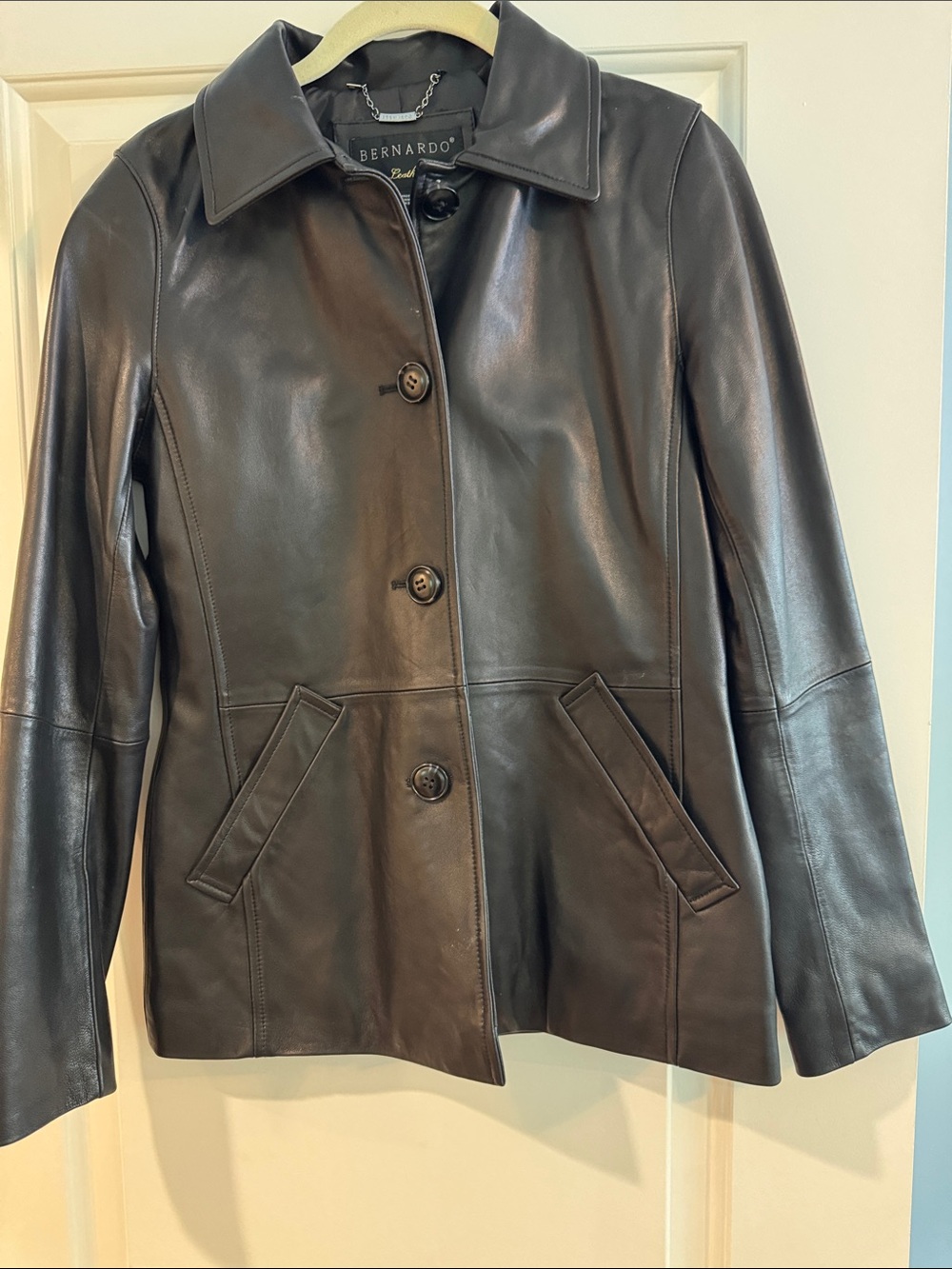 Bernardo Black Leather Button-Up Jacket